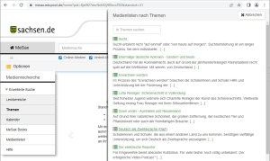 Screenshot DAZ-Themenliste der MeSax-Mediathek